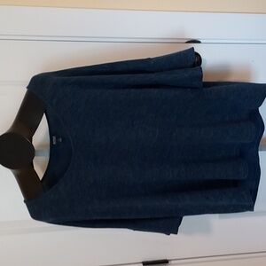 a.n.a. Blue and Black Oversized Sweater with Bell Sleeves and Scoop Neck Size XL